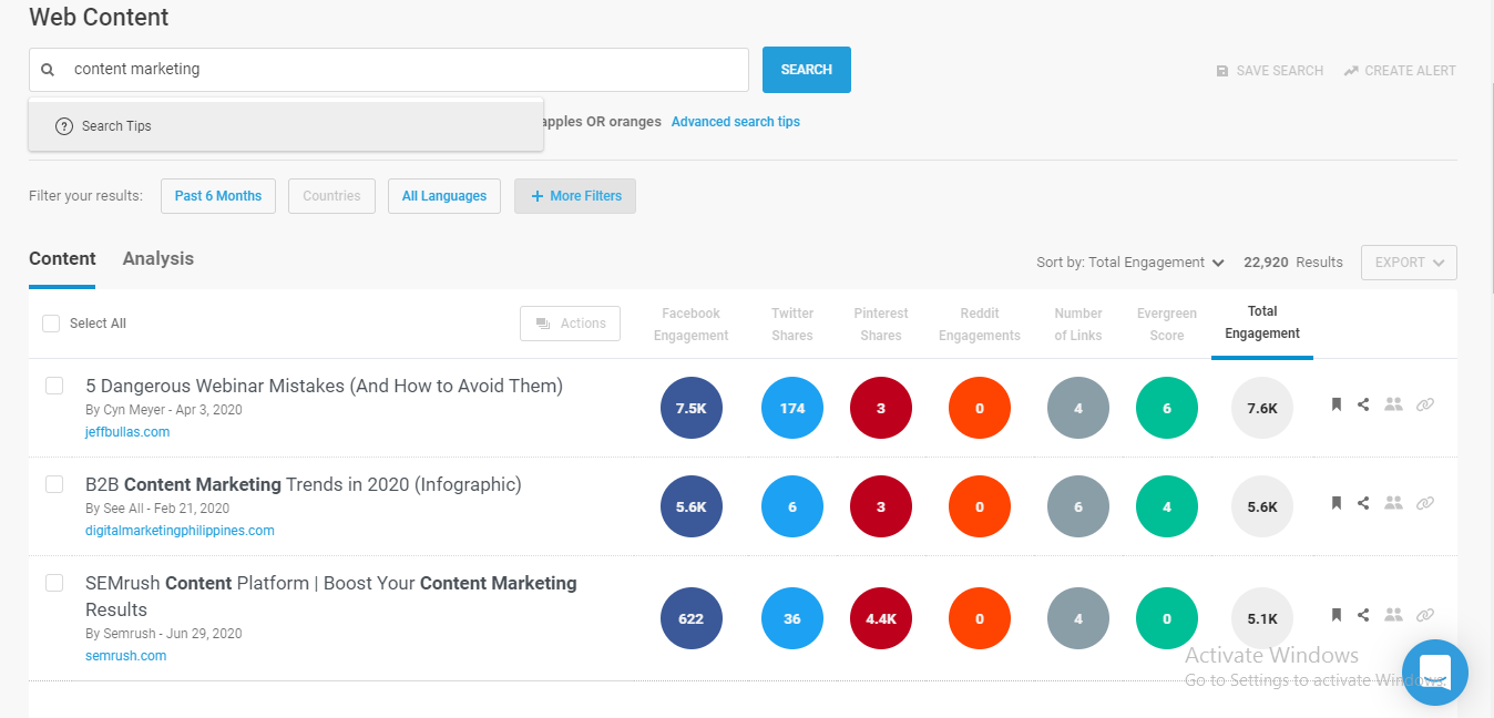 Buzzsumo tells us about various trending topics and social shares. Use this tool to get blog article ideas.