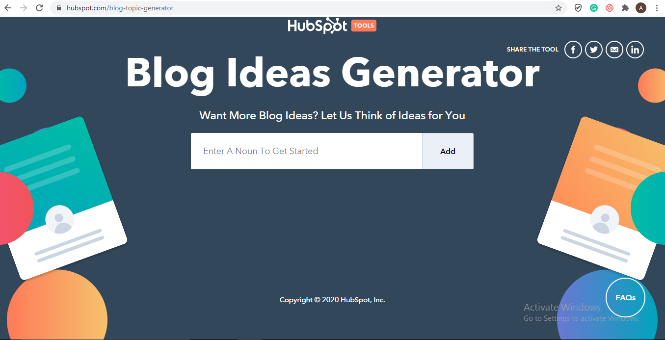 Hubspot's blog post generator to get new ideas for blog post and to write high quality content
