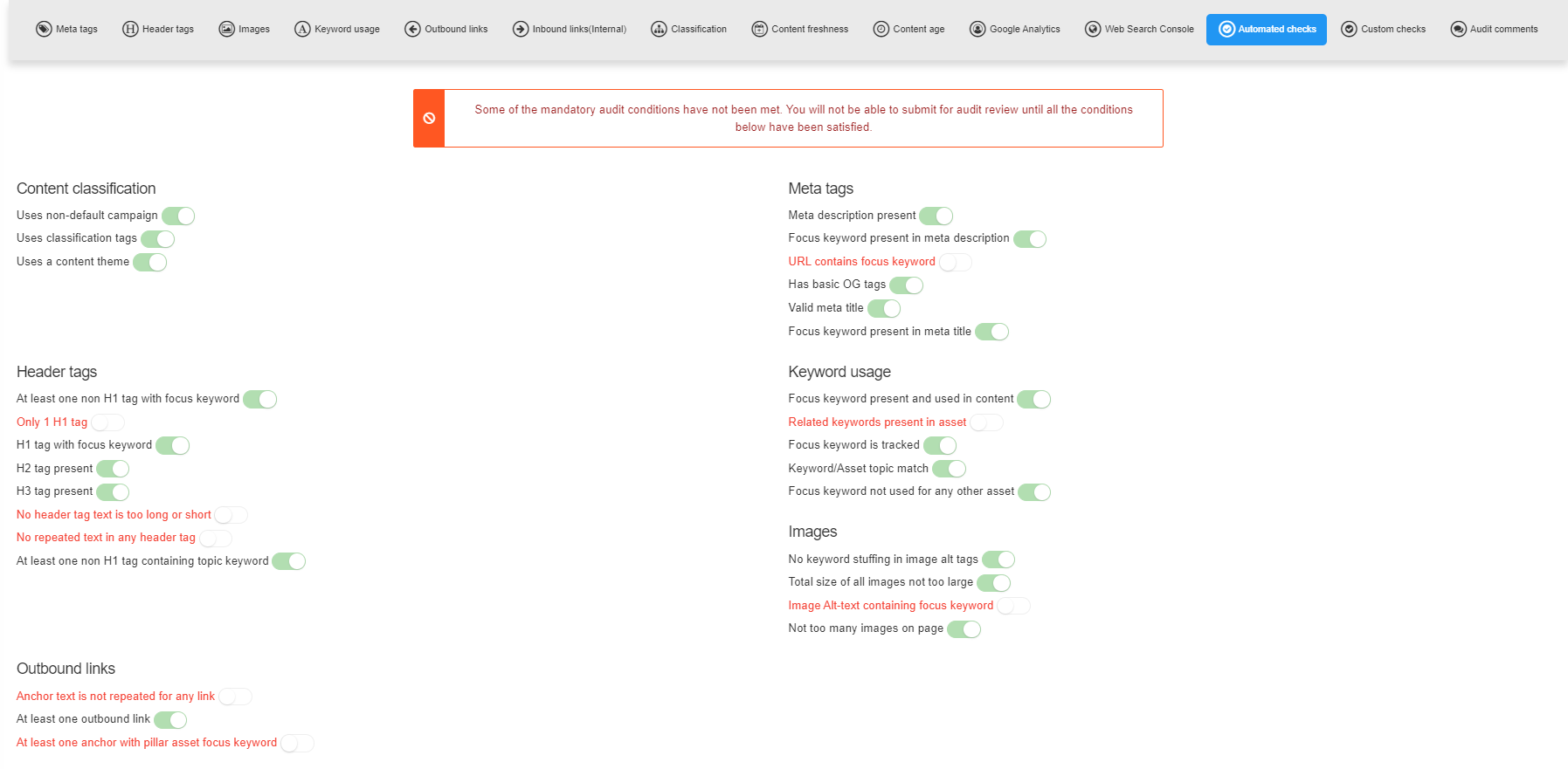 automated content checks